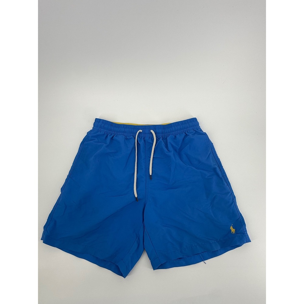 Polo Ralph Lauren Mens Blue Swim Trunks Board Shorts‎ Yellow Pony Logo Medium